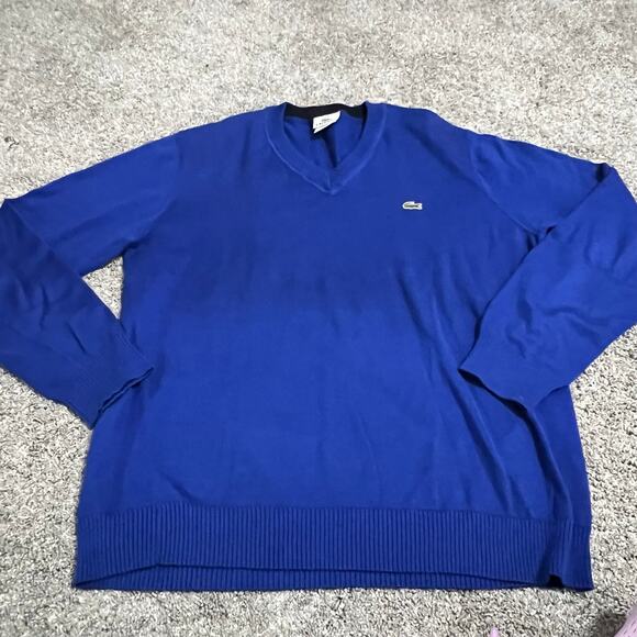 Lacoste Men’s Blue V Neck Sweater size Large - Picture 1 of 4